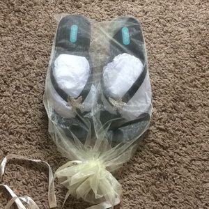 OkaB wedges flip flops. Size 7.